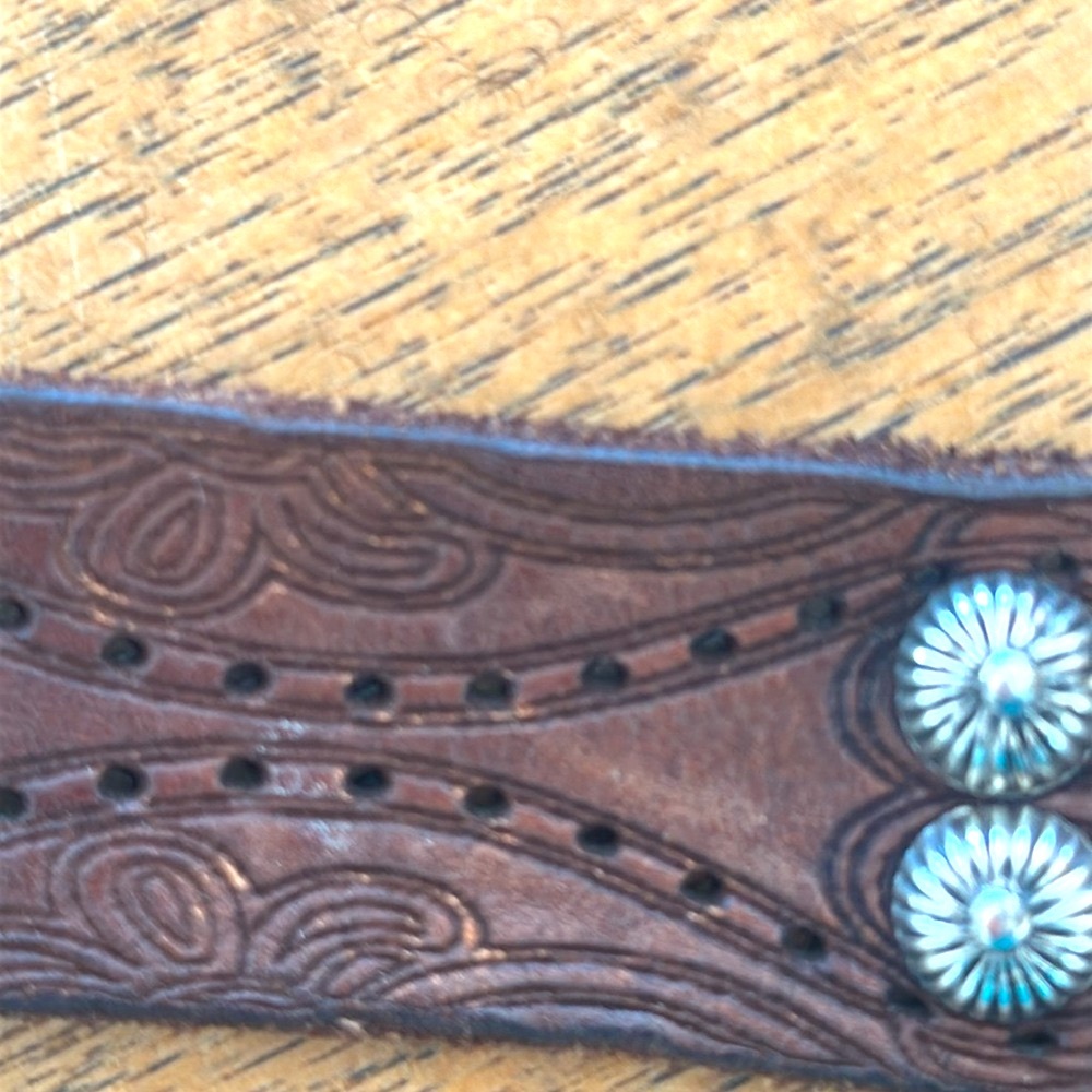 Campomaggi lazer cut tooled studded leather belt. New with tags from Sundance. - Picture 6 of 13
